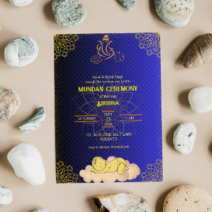 Logotypen Ganesha Royal Golden & Blue Inbjudningar