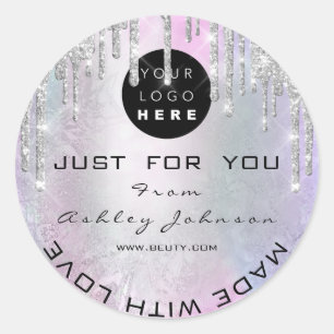 Logotypen glitter med  Kärlek Silver Spark Runt Klistermärke