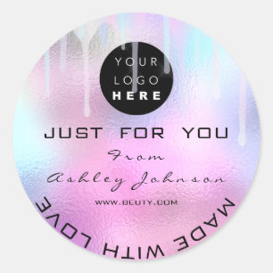 Logotypen glitter, tack och lov gjord med drivning runt klistermärke