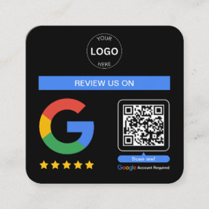 Logotypen Google Review Qr Code Tack för minimalis Fyrkantigt Visitkort