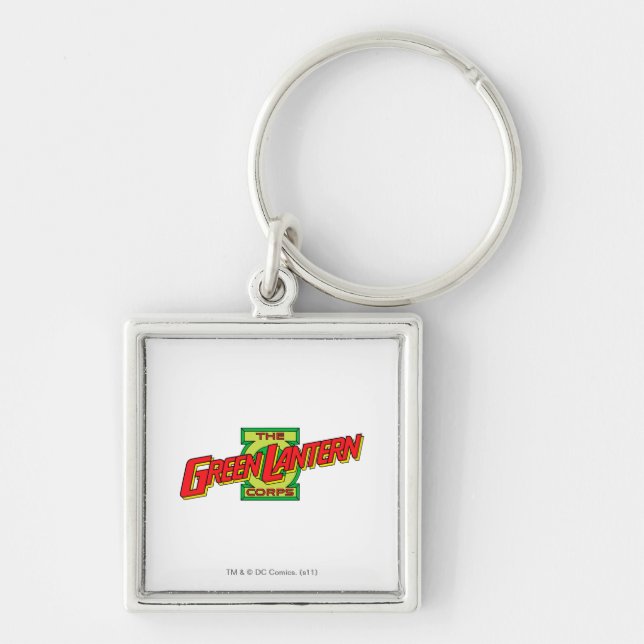 Logotypen Gren Lantern Corps Fyrkantig Silverfärgad Nyckelring (Framsidan)