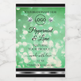 Logotypen grönt Glitter produktetiketter Gnistra D Mat Etikett