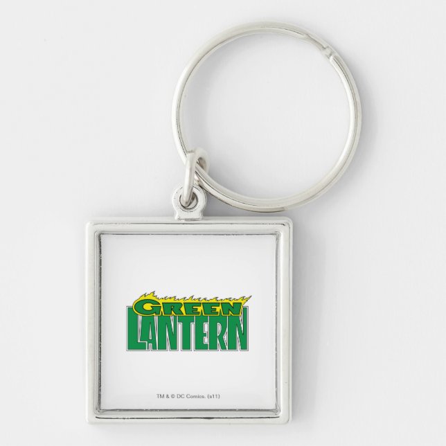 Logotypen grönt - Gultens glödlampor Fyrkantig Silverfärgad Nyckelring (Framsidan)