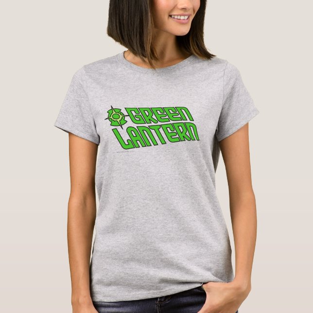 Logotypen grönt Ljusmönster lutad T Shirt (Framsida)