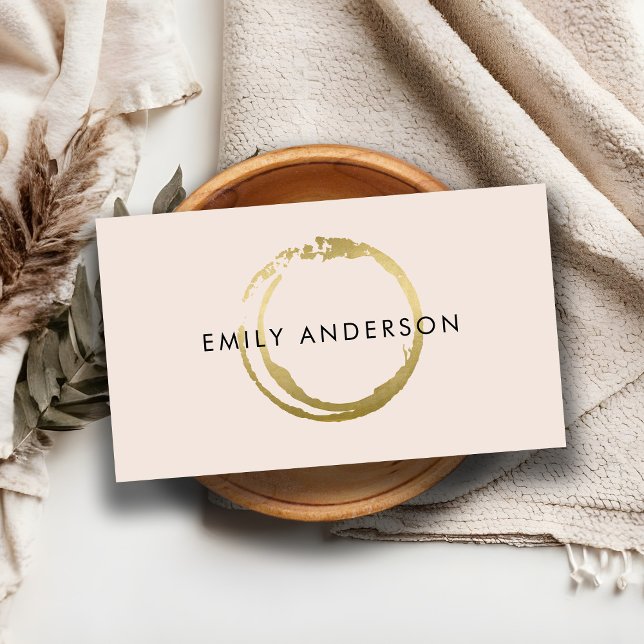 LOGOTYPEN  GULD BRUSH STROKE STAIN CIRCLE MARK VISITKORT (Skapare uppladdad)