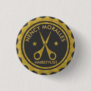 Logotypen guld Circle & Scissors Hairstylist Knapp