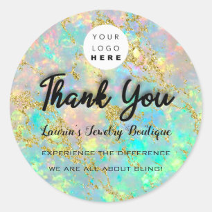 Logotypen Guld för Tack Namn Anpassningsbar i Runt Klistermärke