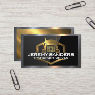 Logotypen guld Metall Lastbil Svart med hög glan Visitkort