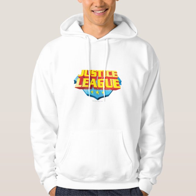 Logotypen Justice League Namn och Shield Sweatshirt Med Luva (Framsida)