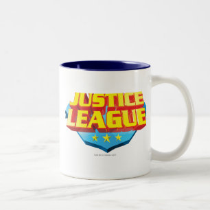 Logotypen Justice League Namn och Shield Två-Tonad Mugg