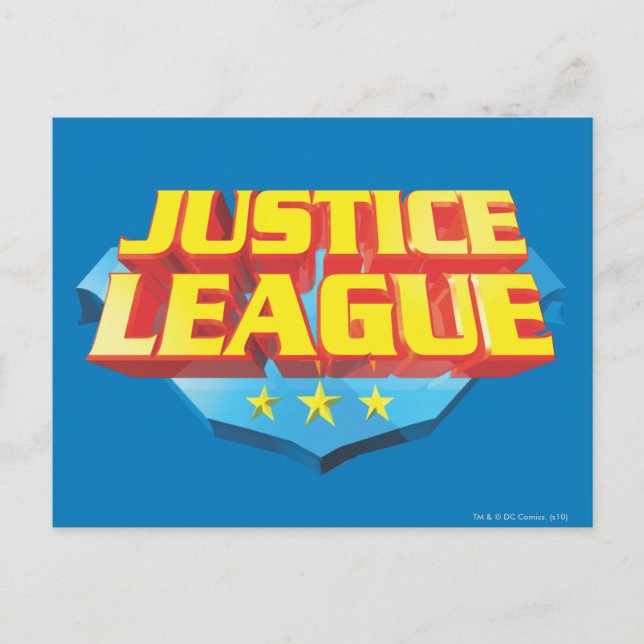Logotypen Justice League Namn och Shield Vykort (Framsida)