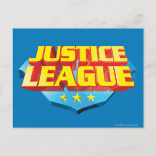 Logotypen Justice League Namn och Shield Vykort