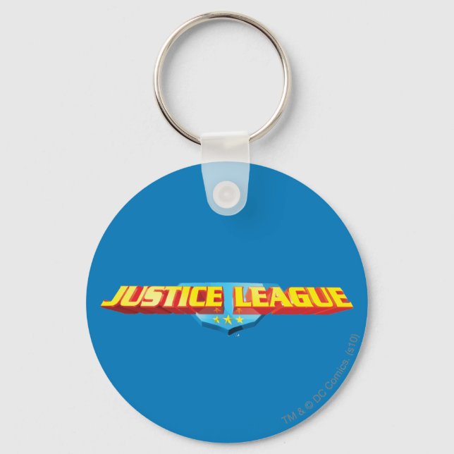 Logotypen Justice League Thin Namn och Shield Nyckelring (Framsida)