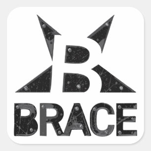 Logotypen Klassisk BRACE, svartvit text på vitt Fyrkantigt Klistermärke