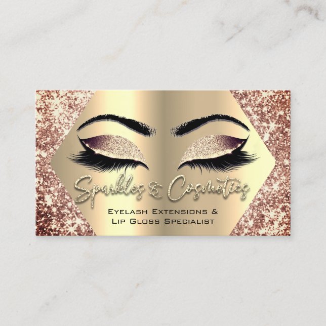 Logotypen Lip Gloss i Ro Makeup Eyelash Extensions Visitkort (Framsida)