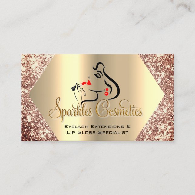 Logotypen Lip Gloss i Ro Makeup Eyelash Extensions Visitkort (Framsida)