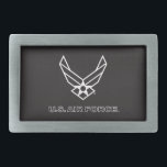 Logotypen Luft Force - svart - USA<br><div class="desc">Den här designen visar officiellen Luft Force-logotypen i USA på en slående blå bakgrund. Symbolistigt pride,  hängivenhet och service,  det är en tidlös och patriotisk hyllning till United Stater Luft Force och dess kvalitetstradition för rik.</div>