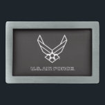 Logotypen Luft Force - svart - USA<br><div class="desc">Den här designen visar officiellen Luft Force-logotypen i USA på en slående blå bakgrund. Symbolistigt pride,  hängivenhet och service,  det är en tidlös och patriotisk hyllning till United Stater Luft Force och dess kvalitetstradition för rik.</div>
