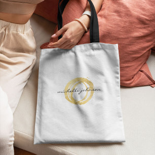 Logotypen Luxe Faux Guld-färgad cirkelformare Tygkasse