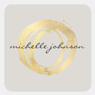 Logotypen Luxe Faux Guld-målad Circle Designer på Fyrkantigt Klistermärke