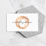 Logotypen Luxe Faux Ro Guld Pawarden Circle Design Visitkort<br><div class="desc">En organiskt målad cirkel i faux metallic ro guld eller koppar blir en luxe-logotyp på denna mall för visitkort för designern, med tillägg av ditt namn eller namn i en chic. Höj ditt varumärke med den här moderna designen så att du kan se ut som en folkmassa och lämna ett...</div>