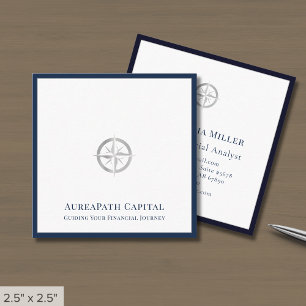 Logotypen Luxe Navy Blue Gräns Silver Fyrkantigt Visitkort