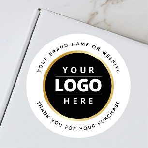 Logotypen Luxury Black White Guld Stroke Business Runt Klistermärke