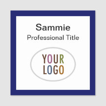 Logotypen Magnetiskt eller stift för den blå kvadr