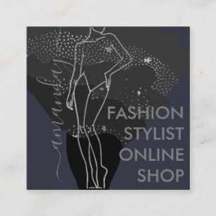 Logotypen mode Designer QR Body SHAPE Stylist Grå Fyrkantigt Visitkort