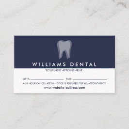Logotypen Modern dentist Tooth på marinblå Möte Visitkort