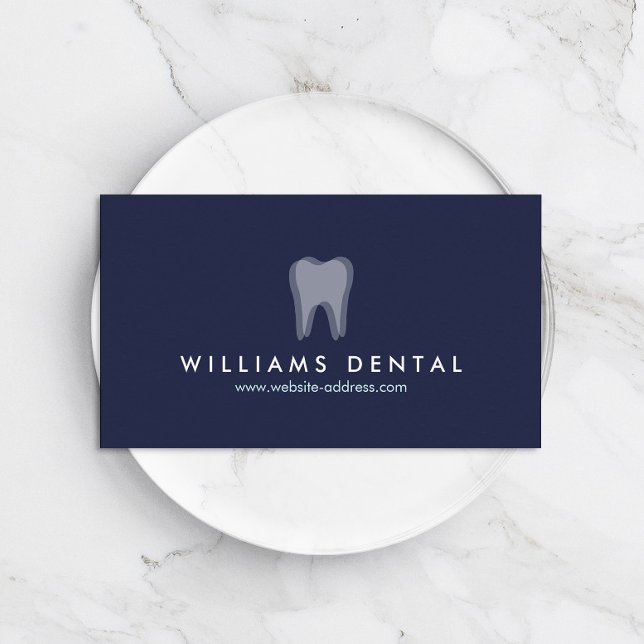 Logotypen Modern dentist Tooth på marinblått Visitkort (Skapare uppladdad)