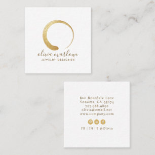 Logotypen Modern Faux Guld Circle Jewelry Designer Fyrkantigt Visitkort