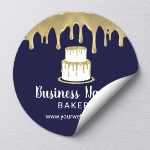 Logotypen Modern Navy Blue för Guld-bakverk Runt Klistermärke