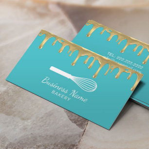 Logotypen Modern turkos i bakery Pastry Chef Whisk Visitkort