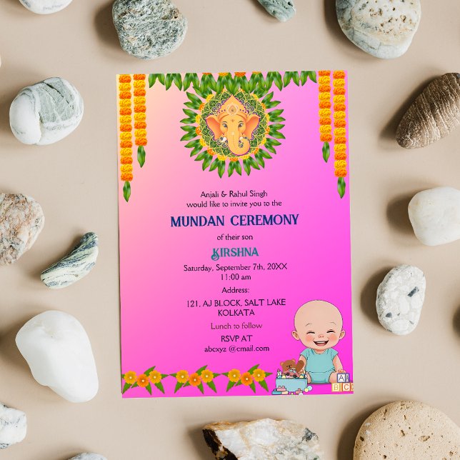 Logotypen Mundemony Ganesha minimal Blommigt Inbjudningar (Skapare uppladdad)