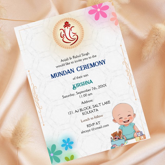Logotypen Mundemony Ganesha minimal Blommigt Inbjudningar (Skapare uppladdad)