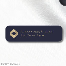 Logotypen Navy Blue och Guld Namnbricka