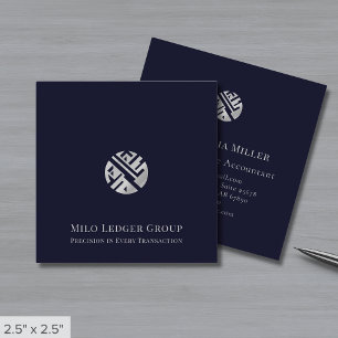 Logotypen Navy Blue Silver Fyrkantigt Visitkort