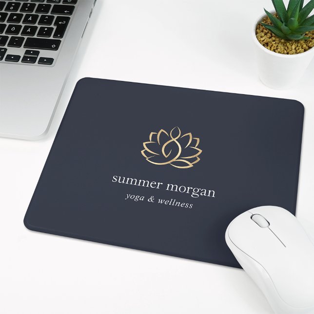 Logotypen Navy & Guld Lotus Musmatta (Skapare uppladdad)