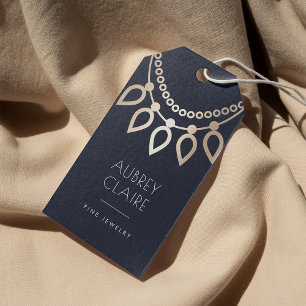 Logotypen Navy & Guld Necklace   Märkre för judisk Presentetikett