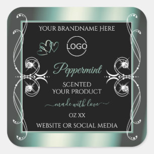 Logotypen öga Catching Black Mint Teal Product Lab Fyrkantigt Klistermärke