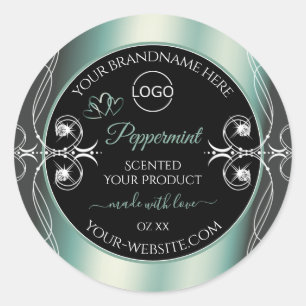 Logotypen öga Catching Black Mint Teal Product Lab Runt Klistermärke