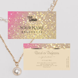 Logotypen om Guld Rosa Lila Glitter Gnistra Stars Visitkort