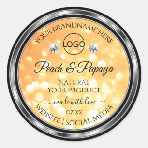 Logotypen orange Glitter Product Label Gnistra Dia Runt Klistermärke