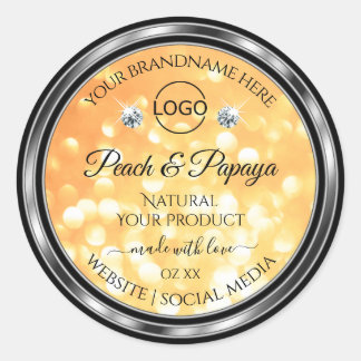 Logotypen orange Glitter Product Label Gnistra Dia Runt Klistermärke