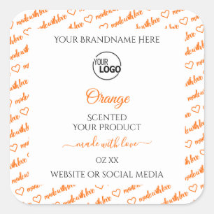 Logotypen Ord Cloud Product Labels White and Orang Fyrkantigt Klistermärke