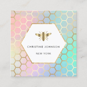 logotypen pastel färg honeycomb och hexagonibin fyrkantigt visitkort