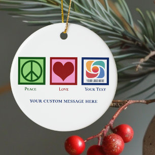 Logotypen Peace Kärlek Business - Anpassningsbar - Julgransprydnad Keramik