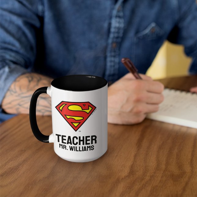 Logotypen Personlig Superman Mugg (Mug on desk)