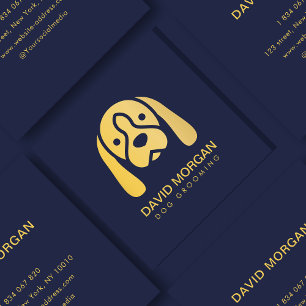 Logotypen Pet Grooming Luxury Guld Hund Fyrkantigt Visitkort